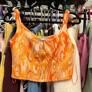 ZARA square neck crop top 🧡